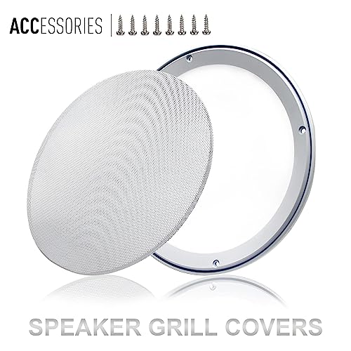 Fielect 2Pcs 8" Speaker Grill Mesh Cover White SubWoofer Grill Cover Car Speaker Grill Cover Guard Protector Replacement with 8 Screws - Image 4