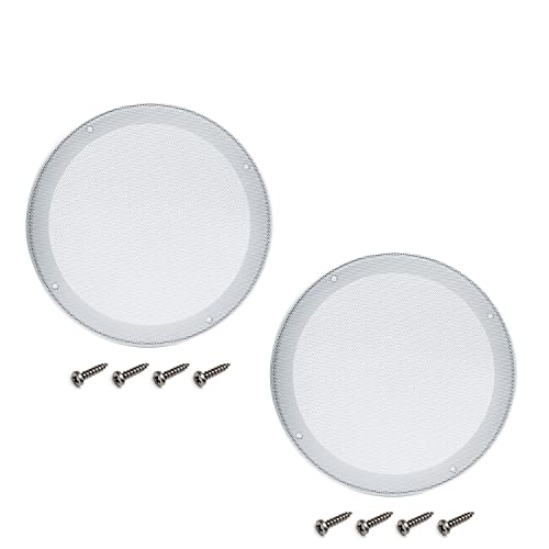 Fielect 2Pcs 8" Speaker Grill Mesh Cover White SubWoofer Grill Cover Car Speaker Grill Cover Guard Protector Replacement with 8 Screws - Image 1