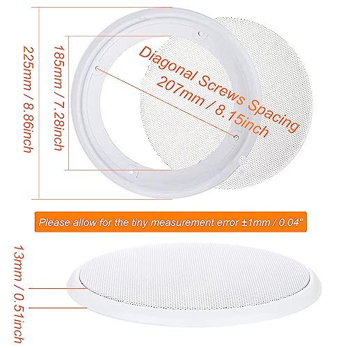 Fielect 2Pcs 8" Speaker Grill Mesh Cover White SubWoofer Grill Cover Car Speaker Grill Cover Guard Protector Replacement with 8 Screws - Image 2