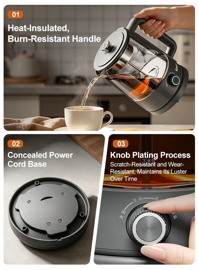 Kawu New Tea Kettles, Steam-Spray Tea Kettles, 1.2-liter kettles, 600W, rotary knob, with keep-warm function, rapid heating, designed specifically for tea lovers, perfect for home and office use - Image 3
