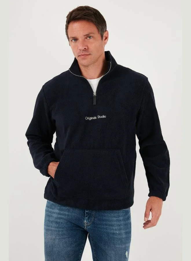 Buratti  Buratti Regular Fit Half-Zip Stand-Up Collar Soft Textured Sweatshirt Men's SWEAT 59060661 for Men | Best Price UAE