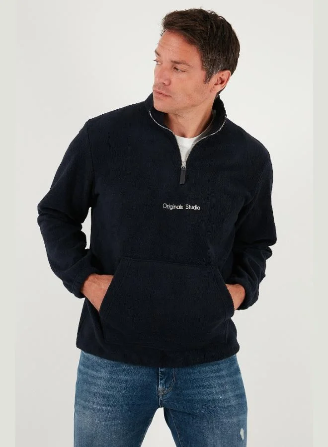 Buratti  Buratti Regular Fit Half-Zip Stand-Up Collar Soft Textured Sweatshirt Men's SWEAT 59060661 for Men | Best Price UAE