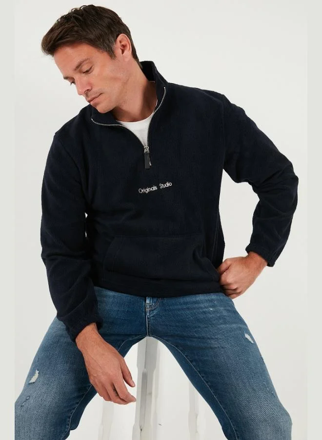 Buratti  Buratti Regular Fit Half-Zip Stand-Up Collar Soft Textured Sweatshirt Men's SWEAT 59060661 for Men | Best Price UAE