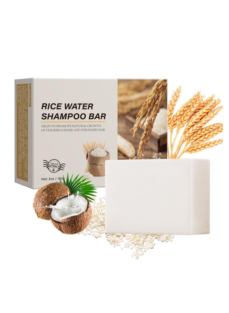 Excefore Rice Water Hair Growth Soap, 2 In 1 Shampoo and Conditioner Bar with Coconut Oil for Strengthening Moisturizing Dry Hair, Anti-Hair Loss Rice Shampoo Bars for Hair Growth  - Image 1