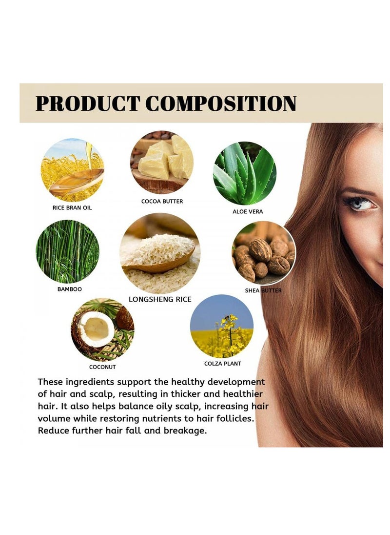 Excefore Rice Water Hair Growth Soap, 2 In 1 Shampoo and Conditioner Bar with Coconut Oil for Strengthening Moisturizing Dry Hair, Anti-Hair Loss Rice Shampoo Bars for Hair Growth  - Image 3