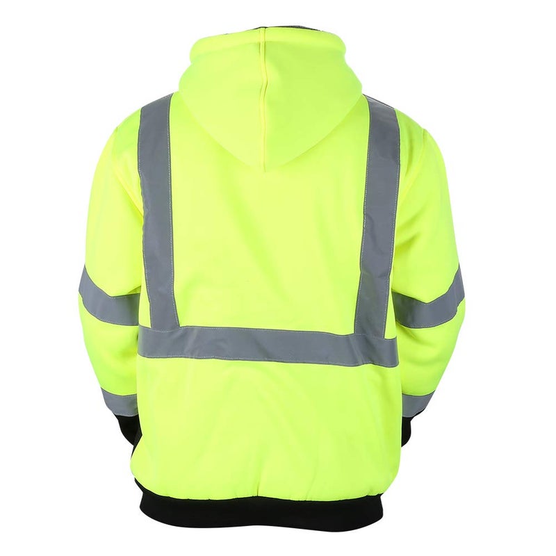 VENDACE Men's ANSI Class 3 High Vis Safety Reflective Sweatshirt Wool Fleece Zipper Jacket Hoodie with Black Bottom(Yellow,2XL) - Image 3