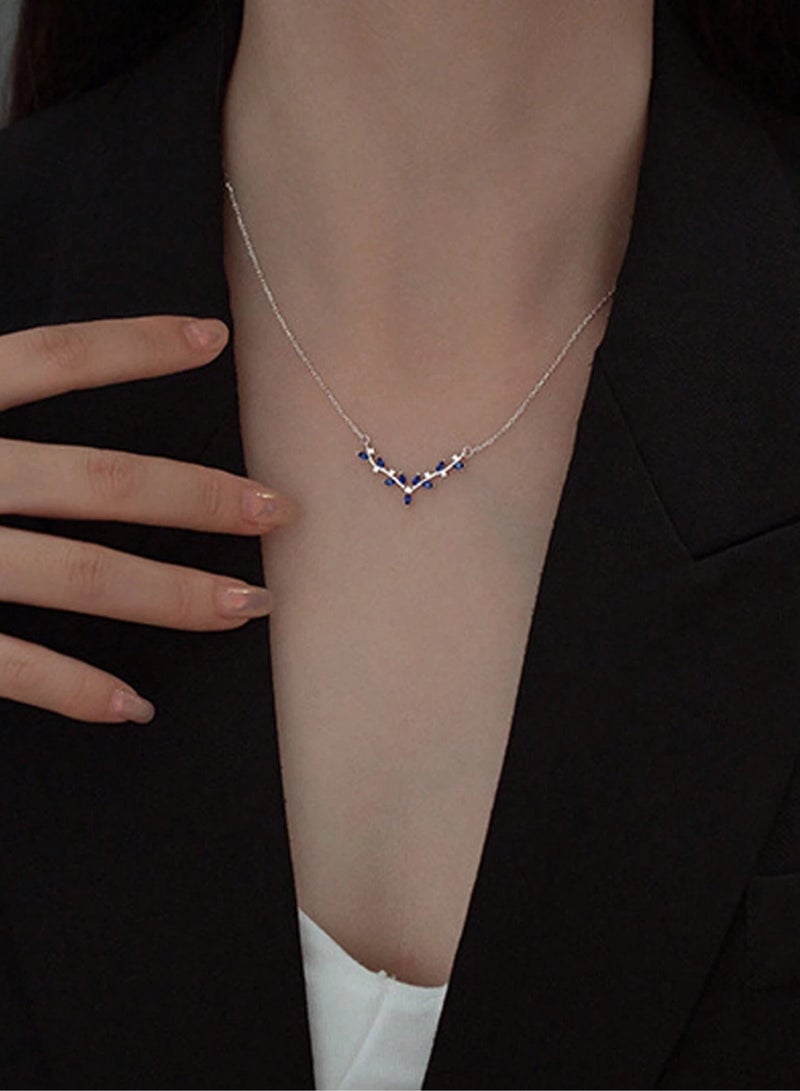 GELESE Luxury Pendant Necklace Made Of High-Quality 925 Sterling Silver Decorated With Blue Zircon Crystals In The Shape Of Deer Antlers Giving A Wonderful Look To The Neck Of The Princess She Deserves - Image 3