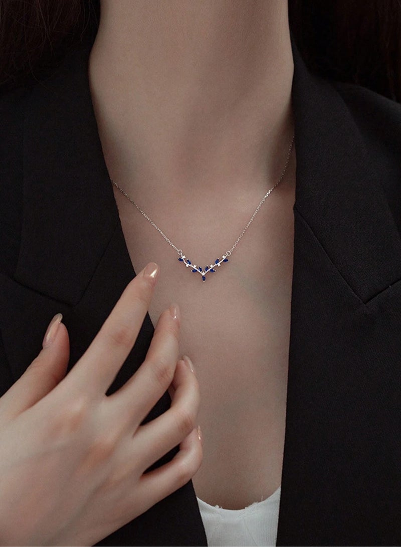 GELESE Luxury Pendant Necklace Made Of High-Quality 925 Sterling Silver Decorated With Blue Zircon Crystals In The Shape Of Deer Antlers Giving A Wonderful Look To The Neck Of The Princess She Deserves - Image 2