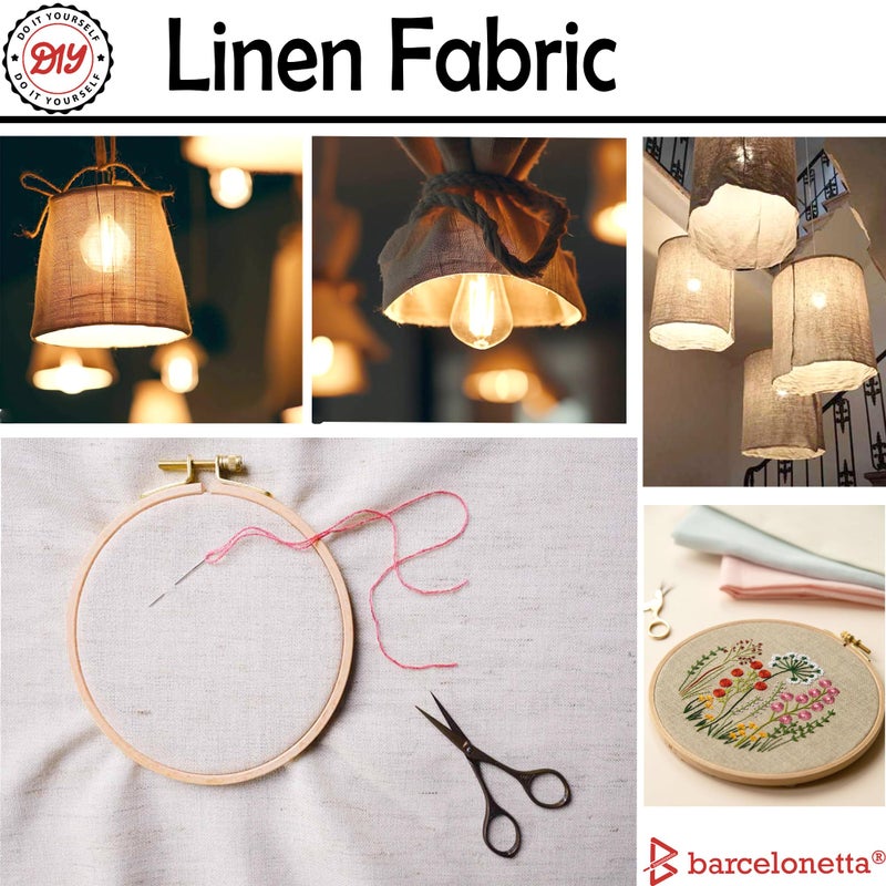 Barcelonetta | Linen Fabric | Natural Linen Cloth | Embroidery, Sewing | Soft, Breathable | 55" Wide | 70% Linen, 30% Rayon | Hemp, Jute, Needlework, Lining (Natural, 2 Yard) - Image 2