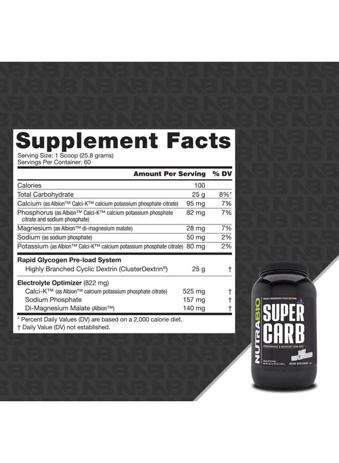 NutraBio (Unflavored) - NutraBio Super Carb - 60 Servings (Unflavored) - Image 3