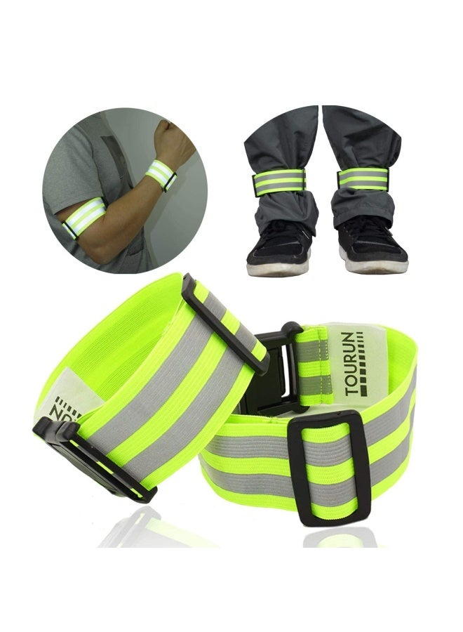 Generic Tourun  Reflective Running Gear Bands Belt for Night Walking Reflective Bands for Runners Women Kids Men Bicycle Pants Cuff Bands Clip Arm Ankle Leg Safety Bands for Cycling 2 Bands  - Image 1