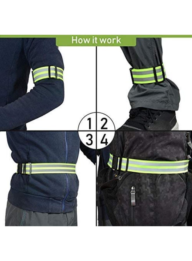 Generic Tourun  Reflective Running Gear Bands Belt for Night Walking Reflective Bands for Runners Women Kids Men Bicycle Pants Cuff Bands Clip Arm Ankle Leg Safety Bands for Cycling 2 Bands  - Image 3
