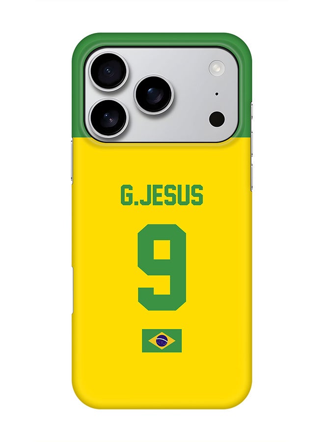 Stylizedd For iPhone 17 Pro,Case, [Compatible with MagSafe] Magnetic cover Slim fit Protection Matte, - Football - Brazil,  G.Jesus