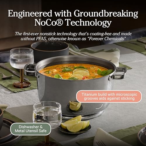 Our Place Titanium Perfect Pot Pro - 6.75 Qt No-Coating Nonstick Stock Pot | Tri-Ply Titanium & Stainless Steel | Oven-Safe up to 1000°F & Compatible with All Cooktops | Includes Spoon | Chrome - Image 3