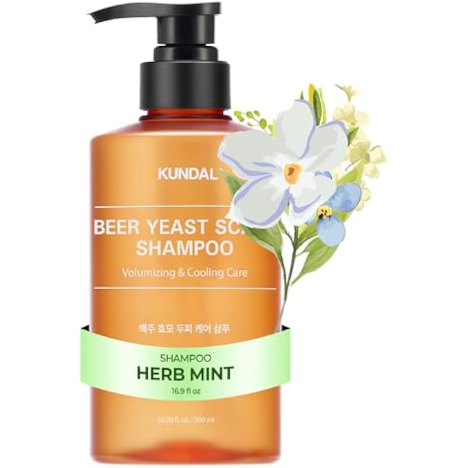 KUNDAL Korean Hair Care Hair Loss Relief Shampoo, Herb Mint, 16.9 Fl Oz - Fuller Looking, Bossted Root Volume, Less Shedding, Deep Cleansing Scalp Cleaning and Nourishing with Plant-Based Ingredients