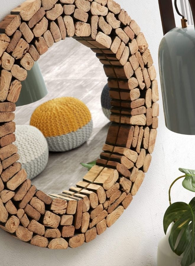 لوفت مرآة مستديرة ، 80X80X4 ، خشب ،  طبيعيAA1442M46. - Image 1