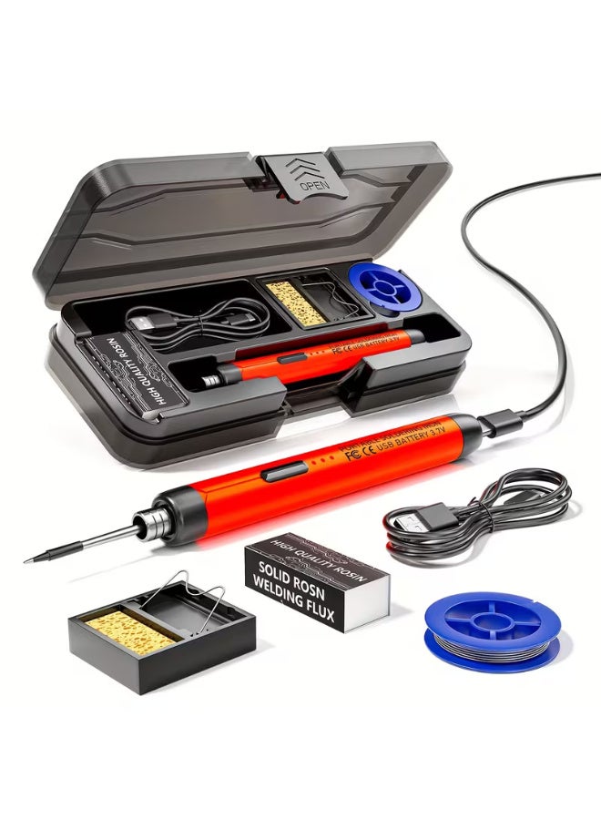 USB Or Battery Dual-Use Soldering Iron, 3-Speed Temperature Adjustable, Rosin, Soldering Iron Holder, Storage Box, Heating Element, Soldering Iron - Image 1