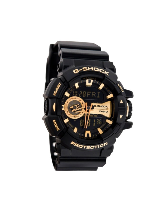 CASIO G-SHOCK GA-400GB-1A9 Analog-Digital Men’s Watch, Shock Resistant, 200M Water Resistant, Black Resin Strap with Gold Accents - Image 3