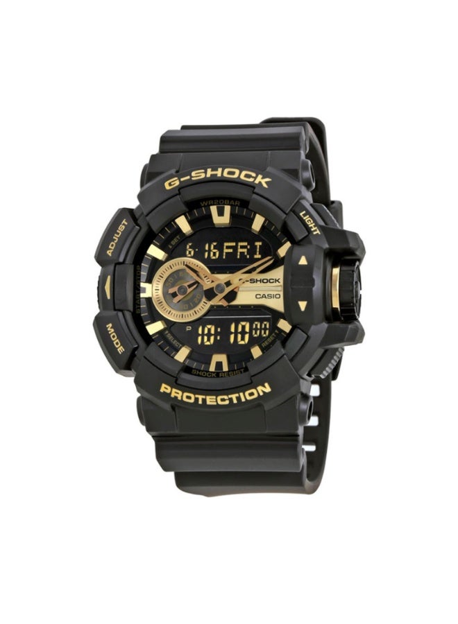 CASIO G-SHOCK GA-400GB-1A9 Analog-Digital Men’s Watch, Shock Resistant, 200M Water Resistant, Black Resin Strap with Gold Accents - Image 2