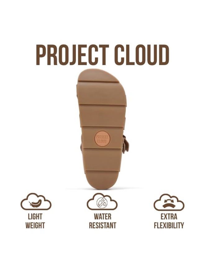 Project Cloud Platform Sandals Women Footwear - Memory Foam Insole and Lightweight Beach Wedges - Non Slip and Comfortable Strappy Wedge Sandals for Women 2025 (Proud), Cashew, 7 - Image 4