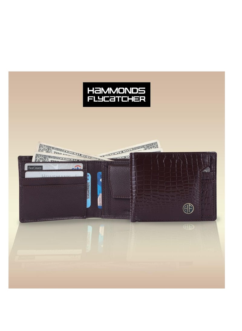 HAMMONDS FLYCATCHER Leather Wallets for Men, Brown | RFID Protected Leather Wallet | Wallet with 6 Card Slots | Gift for Fathers Day, Birthday, Croc Brown - Image 2