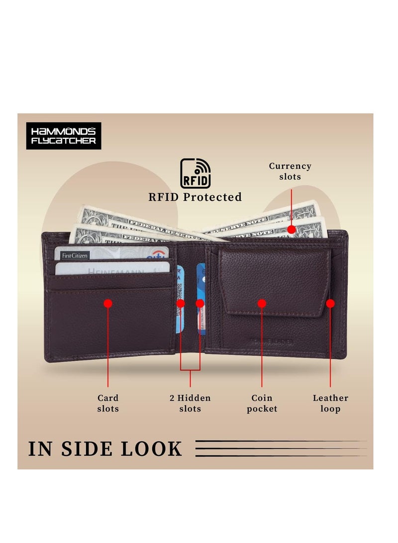 HAMMONDS FLYCATCHER Leather Wallets for Men, Brown | RFID Protected Leather Wallet | Wallet with 6 Card Slots | Gift for Fathers Day, Birthday, Croc Brown - Image 3