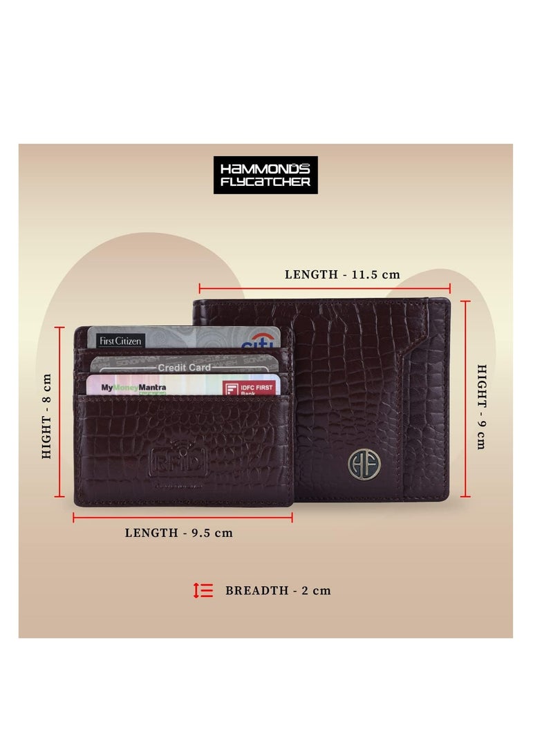 HAMMONDS FLYCATCHER Leather Wallets for Men, Brown | RFID Protected Leather Wallet | Wallet with 6 Card Slots | Gift for Fathers Day, Birthday, Croc Brown - Image 4