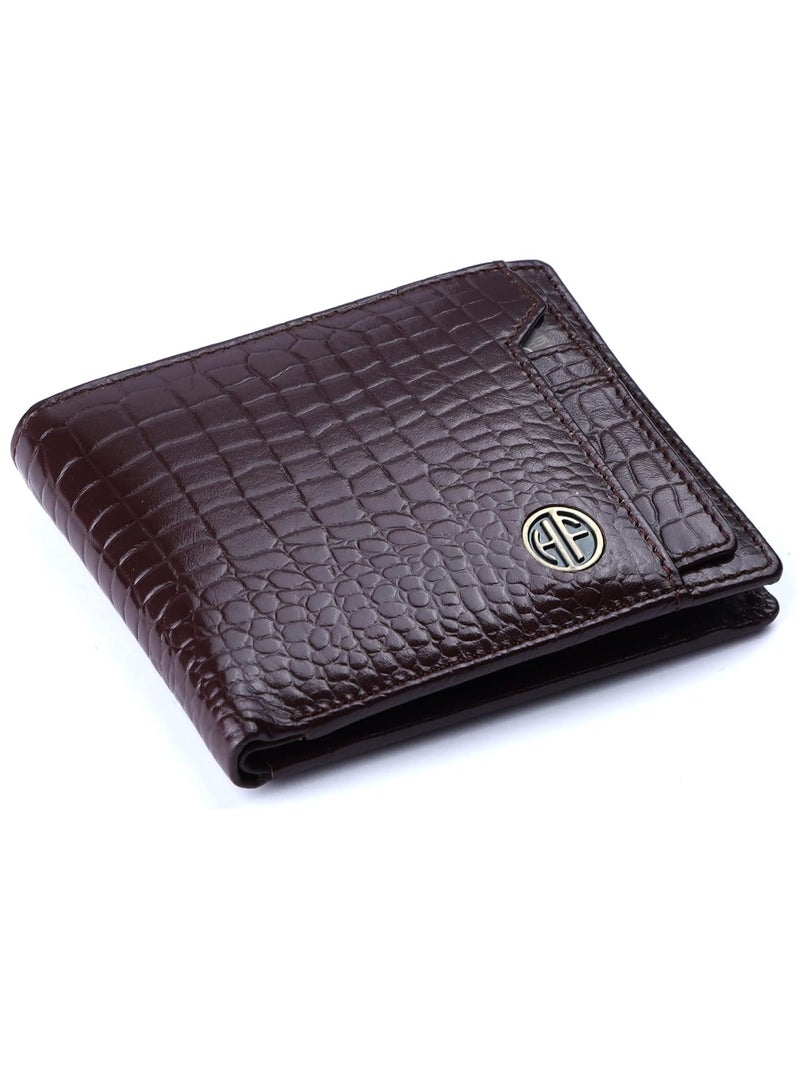 HAMMONDS FLYCATCHER Leather Wallets for Men, Brown | RFID Protected Leather Wallet | Wallet with 6 Card Slots | Gift for Fathers Day, Birthday, Croc Brown - Image 1