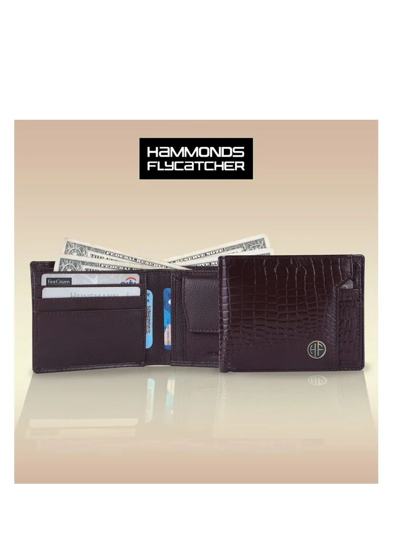  هاموندز فلاي كاتشر محافظ جلدية للرجال، بني | محفظة جلدية محمية بتقنية RFID | محفظة بها 6 فتحات للبطاقات | هدية لعيد الأب، عيد الميلاد، كروك براون