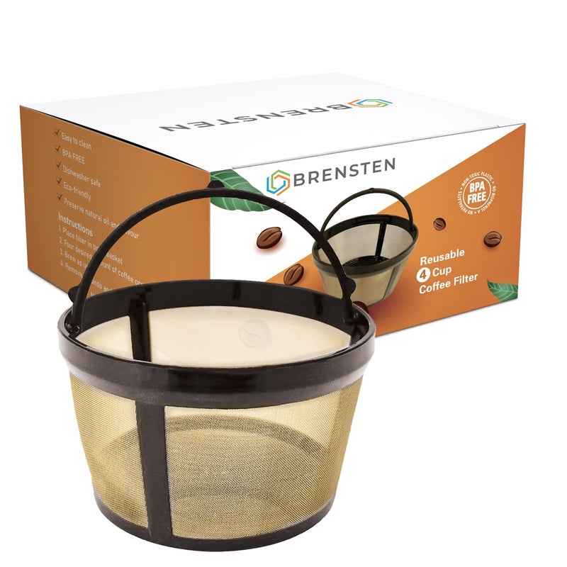 4 Cup Reusable Filter Basket With Closed Bottom Fits MrCoffee Coffee Maker and Brewer Permanent Filter Replacement Compatible With Mr Coffee Gold BasketStyle Filters 1Pack
