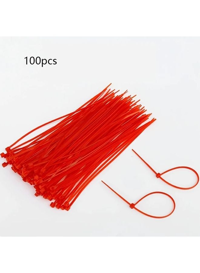 100pcs Red Heavy Duty Nylon Cable Zip Ties Self Locking Heat Resistant Durable - Image 1