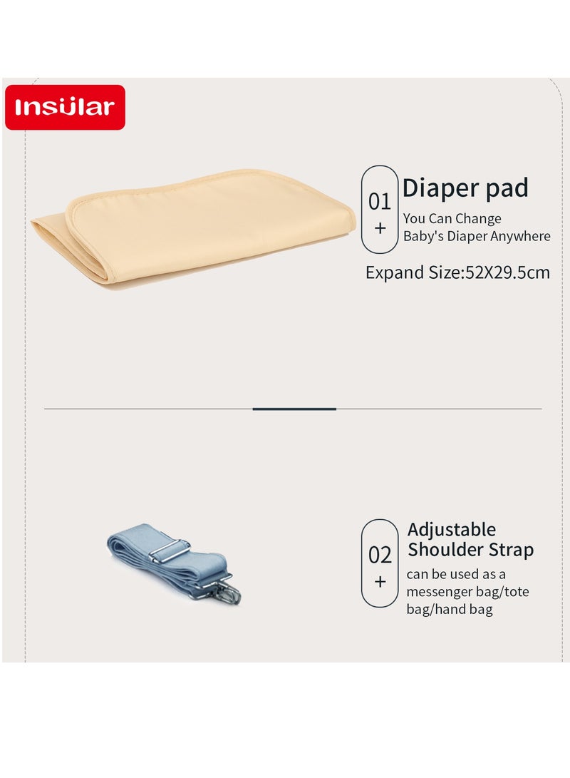 انسولار حقيبة أطفال،حقيبة ظهر للحفاضات، حقيبة مومياء محمولة متعددة الوظائف، مقاومة للماء،  وسادة حفاضات، حقيبة حفاضات أطفال للسفر - Image 3