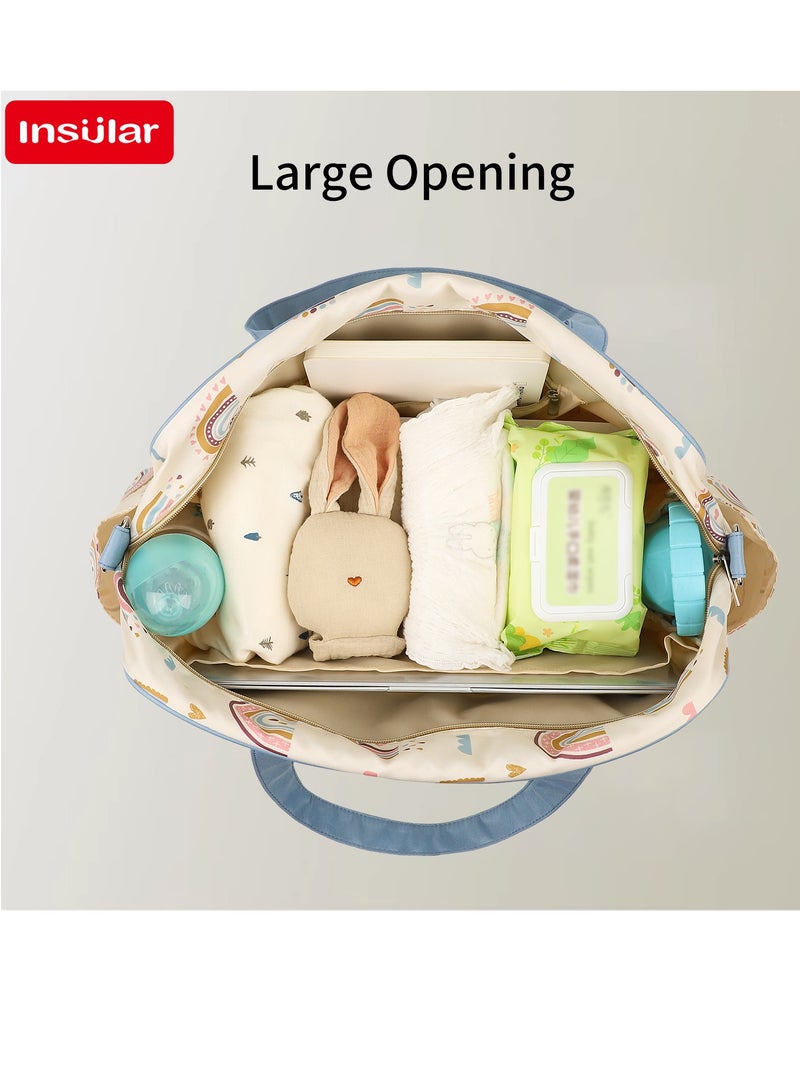 انسولار حقيبة أطفال،حقيبة ظهر للحفاضات، حقيبة مومياء محمولة متعددة الوظائف، مقاومة للماء،  وسادة حفاضات، حقيبة حفاضات أطفال للسفر - Image 4
