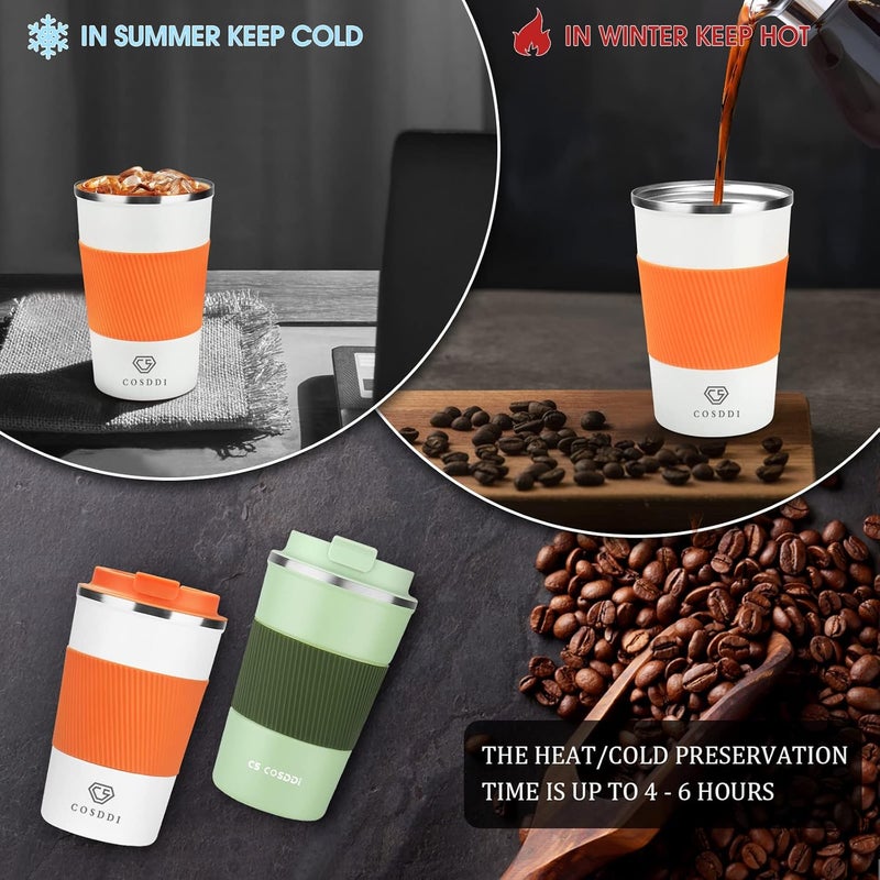 CS COSDDI 12 oz Stainless Steel Vacuum Insulated Tumbler - Coffee Travel Mug Spill Proof with Lid - coffee Cup for Keep Hot/Ice Coffee,Tea and Beer (Orange color) - Image 4