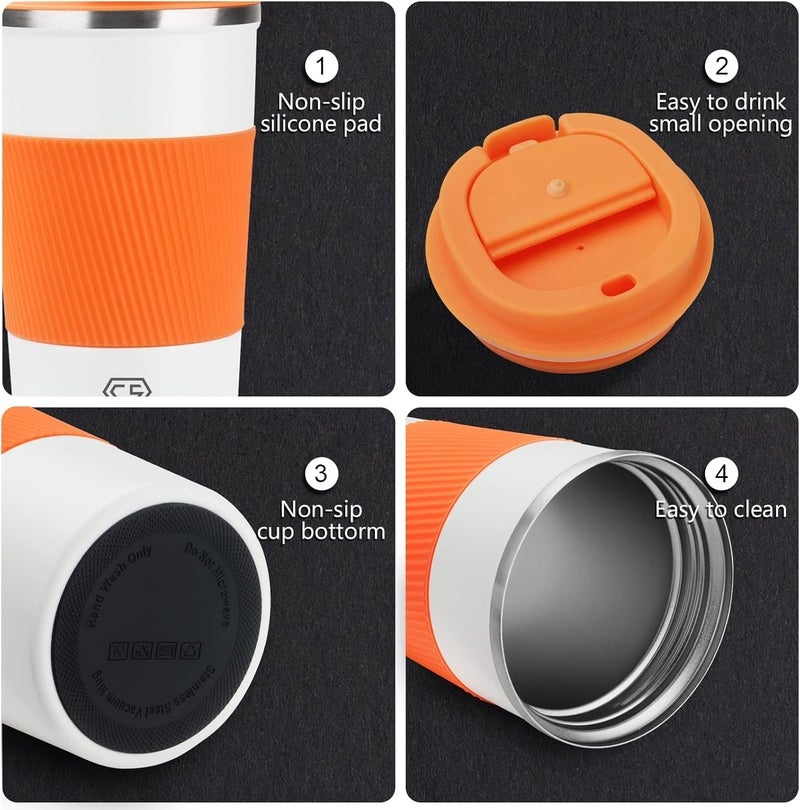 CS COSDDI 12 oz Stainless Steel Vacuum Insulated Tumbler - Coffee Travel Mug Spill Proof with Lid - coffee Cup for Keep Hot/Ice Coffee,Tea and Beer (Orange color) - Image 3
