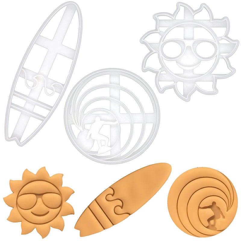 Bakerlogy مجموعة من 3 قواطع ملفات تعريف الارتباط تحت عنوان (التصميمات: Surfer Surfboard and Sunshine) 3 قطع - BakerLogy - Image 1