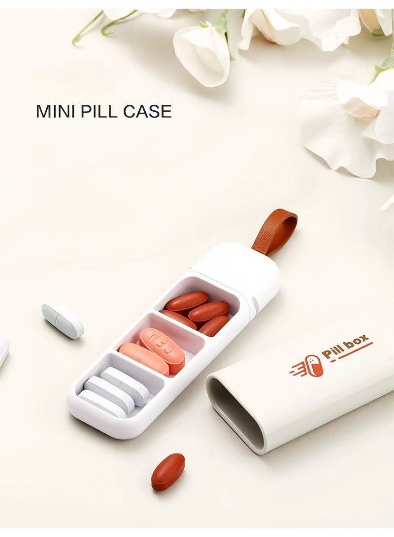 Portable Slide Pill Box 2 Pack, Mini Travel Pill Case with 3 Compartments, Lightweight Medicine Storage Container for Vitamins, Supplements, Tablets, White & Grey - Image 4