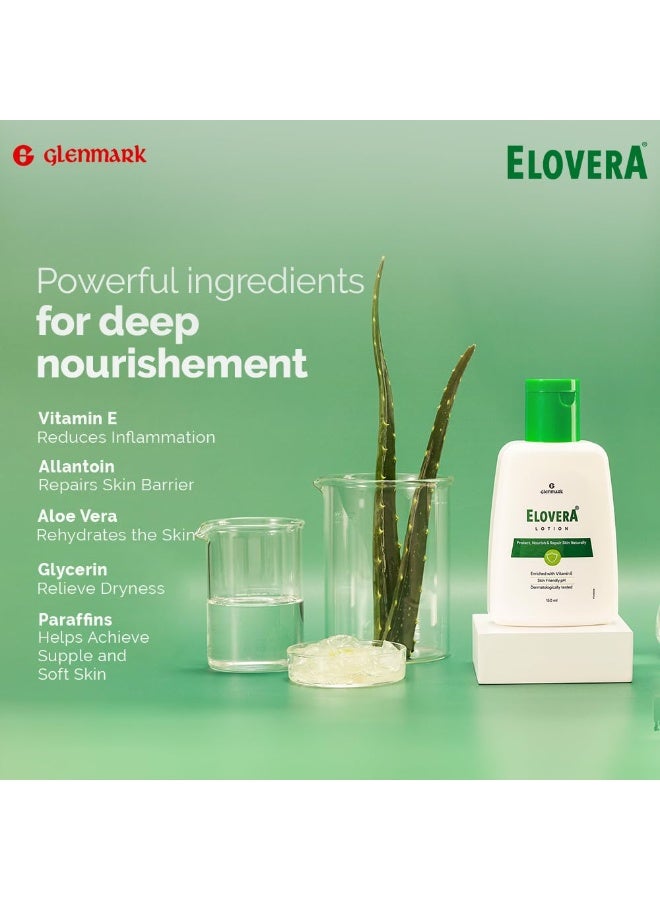 Elovera Lotion with Aloe Vera & Vitamin E, Intense Moisturising Formula, Hydrates, Lightens Blemishes and Makes Skin Soft and Healthy, Non-Greasy, 150 ml - Image 4