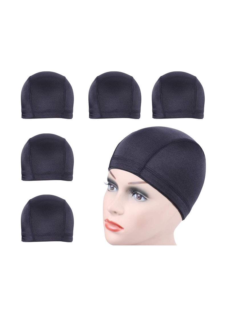 yantaisiyu YANTAISIYU 5 PcsLot Black Dome Cap Wig Caps Stretchy Wig Cap with Wide Elastic Band for Making Wig Dome Cap M 