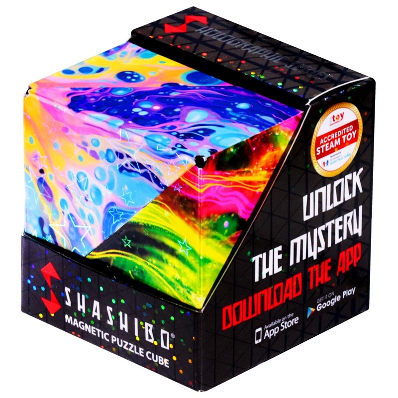 Shashibo Shape Shifting Box AwardWinning STEM Fidget Toy with Ultra Strong Magnets Puzzle Cube Transforms Into 100 Shapes Perfect Sensory Gift for Kids Teens and Adults Cosmos - Image 2