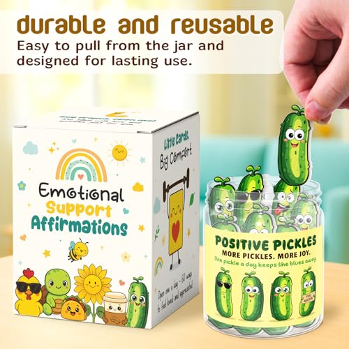 LumenJar 60 Positive Pickle Affirmation Cards Jar - Funny Galentines Day Gifts For Teen Girls Trendy Stuff, Valentine Pickle Gifts For Women, Cute Birthday Gift For Friends, Daughter, Sister, Adult - Image 3