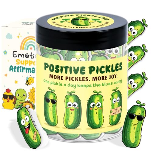 LumenJar 60 Positive Pickle Affirmation Cards Jar - Funny Galentines Day Gifts For Teen Girls Trendy Stuff, Valentine Pickle Gifts For Women, Cute Birthday Gift For Friends, Daughter, Sister, Adult - Image 1