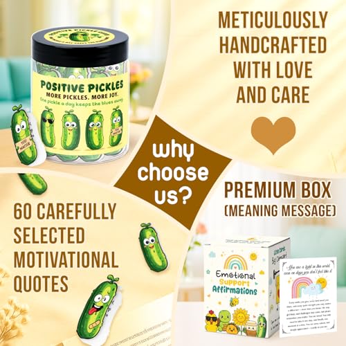 LumenJar 60 Positive Pickle Affirmation Cards Jar - Funny Galentines Day Gifts For Teen Girls Trendy Stuff, Valentine Pickle Gifts For Women, Cute Birthday Gift For Friends, Daughter, Sister, Adult - Image 5