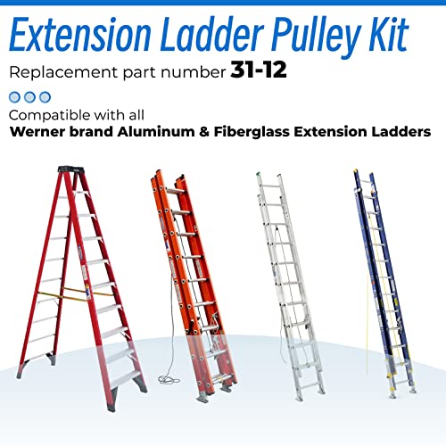 Sconva 31-12 Extension Ladder Pulley Replacement Kit Compatible with Werner Brand Aluminum & Fiberglass Extension Ladders Silvery - Image 3