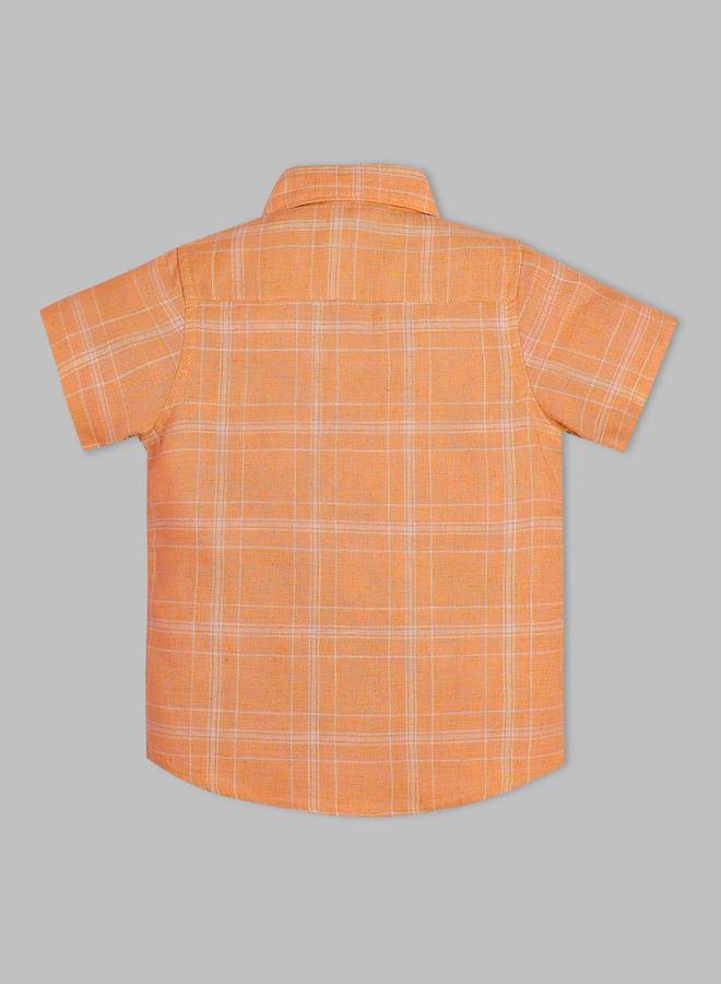 Infinity Kids Orange Checked Short Sleeves Shirt - Image 4