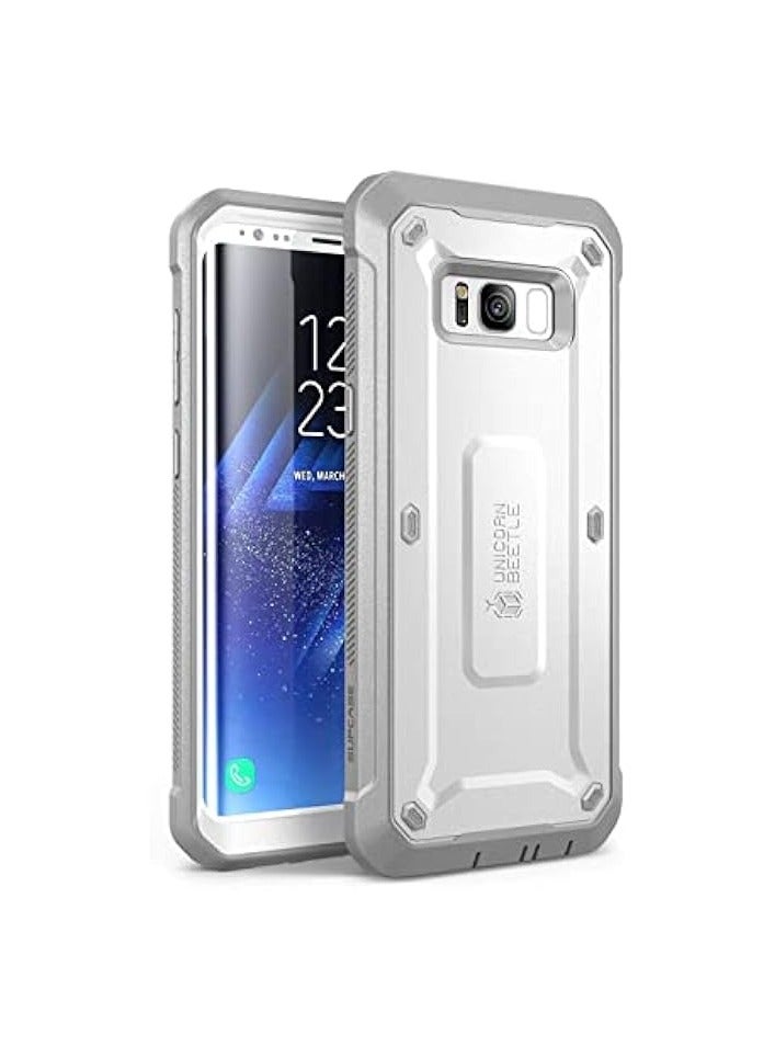 SUPCASE Unicorn Beetle Pro Series Case Designed For Galaxy S8 Plus (2017 Release), Full Body Holster Case with Built-in Screen Protector - White