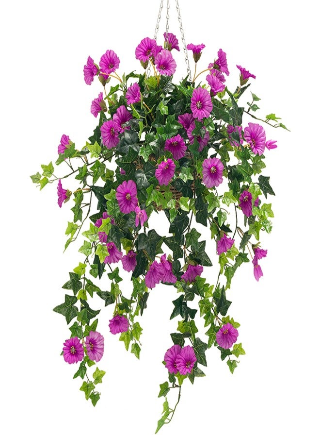 Ttranewsoo Artificial Flowers Faux Outdoor Plants Artificial Petunias for Outdoors Uv Resistant Fake Petunias Plants Hanging Flower Patio Decor Outside Basket Realistic Silk Plant No Pot(Purple 2pcs) - Image 1