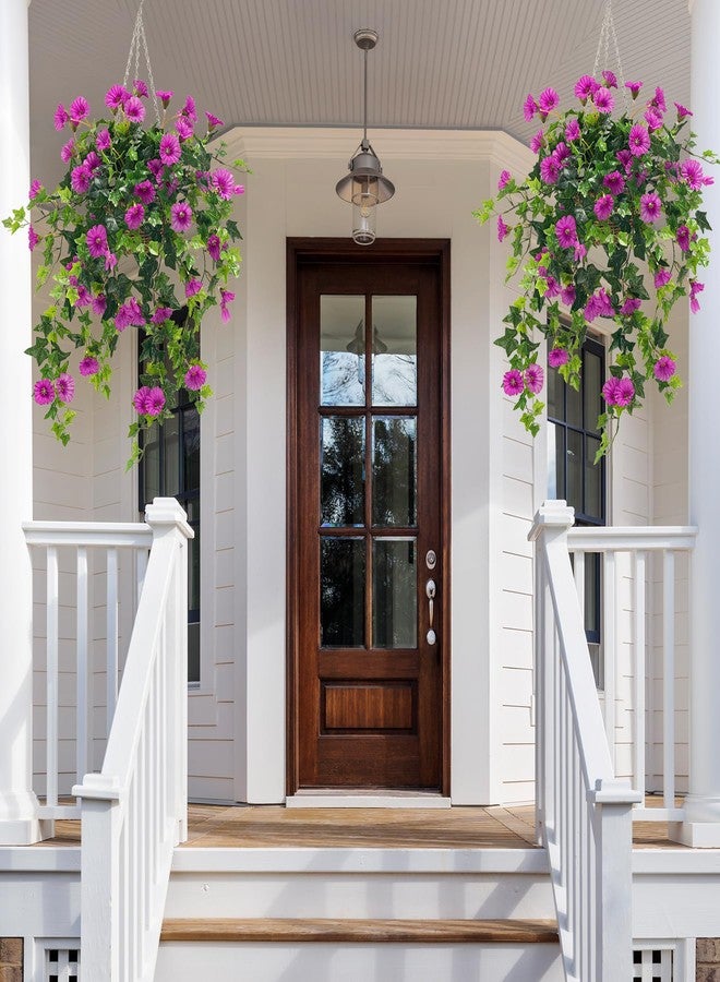 Ttranewsoo Artificial Flowers Faux Outdoor Plants Artificial Petunias for Outdoors Uv Resistant Fake Petunias Plants Hanging Flower Patio Decor Outside Basket Realistic Silk Plant No Pot(Purple 2pcs) - Image 4