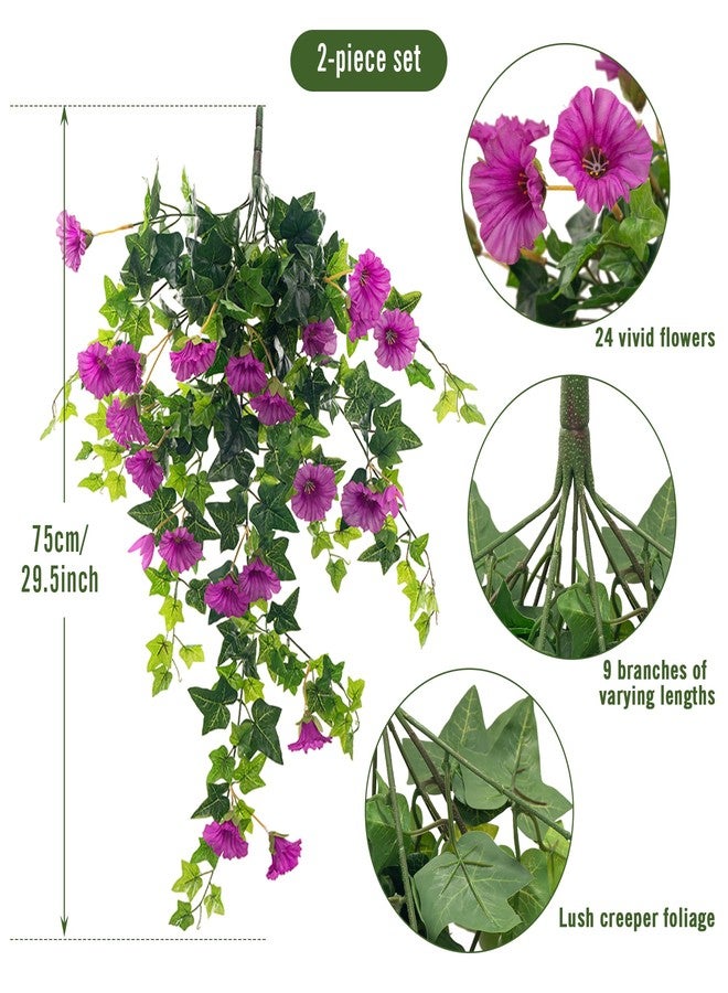 Ttranewsoo Artificial Flowers Faux Outdoor Plants Artificial Petunias for Outdoors Uv Resistant Fake Petunias Plants Hanging Flower Patio Decor Outside Basket Realistic Silk Plant No Pot(Purple 2pcs) - Image 3