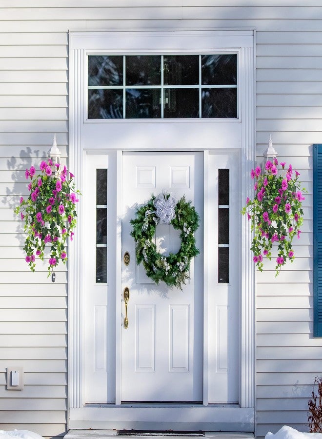 Ttranewsoo Artificial Flowers Faux Outdoor Plants Artificial Petunias for Outdoors Uv Resistant Fake Petunias Plants Hanging Flower Patio Decor Outside Basket Realistic Silk Plant No Pot(Purple 2pcs) - Image 5